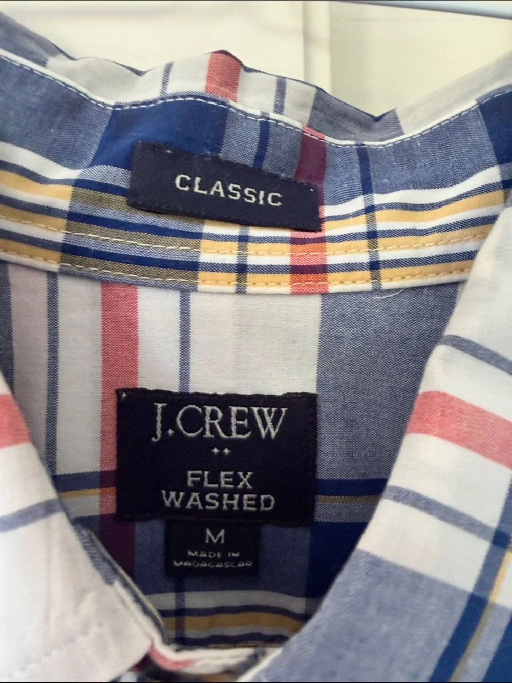 J. Crew Blue, White and Red Plaid Button-Down Shirt